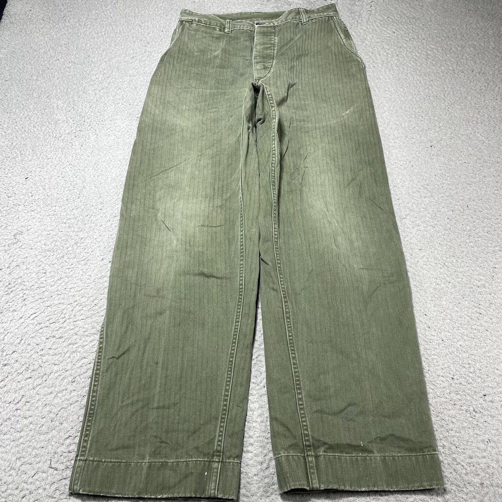 Vintage 40s WWII HBT US Army Herringbone Twill Field Pant WW2 Trousers Fit 30x30